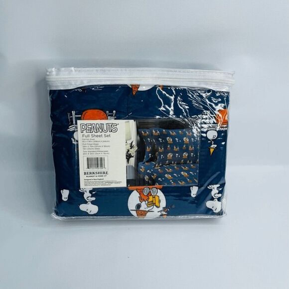 Berkshire Peanuts Halloween Snoopy Woodstock Magic Pumpkin Blue Full Sheet‎ Set - Picture 3 of 4